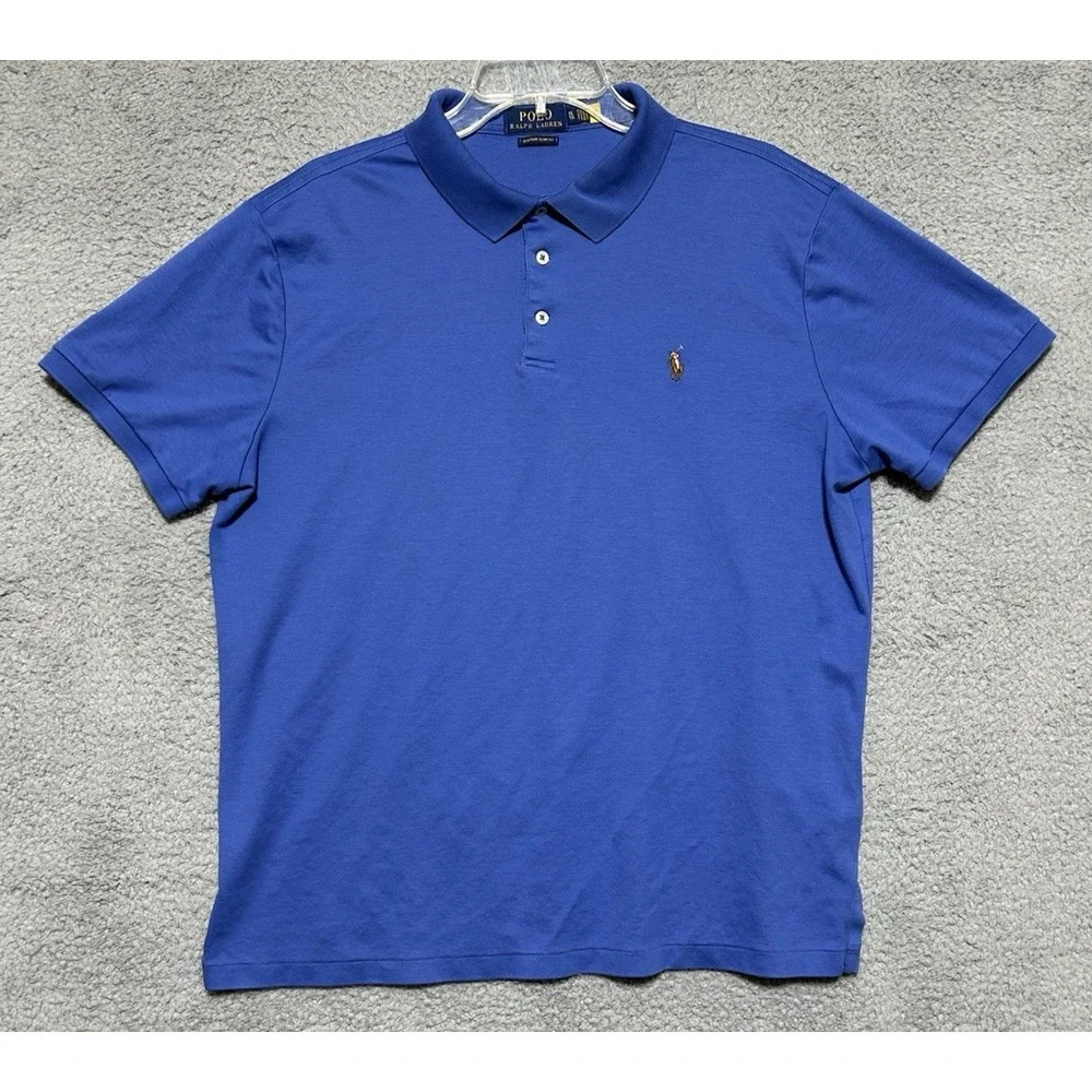 Polo Ralph Lauren Polo Shirt Mens XL Blue Classic Fit Flesh Pony‎ Casual Modern